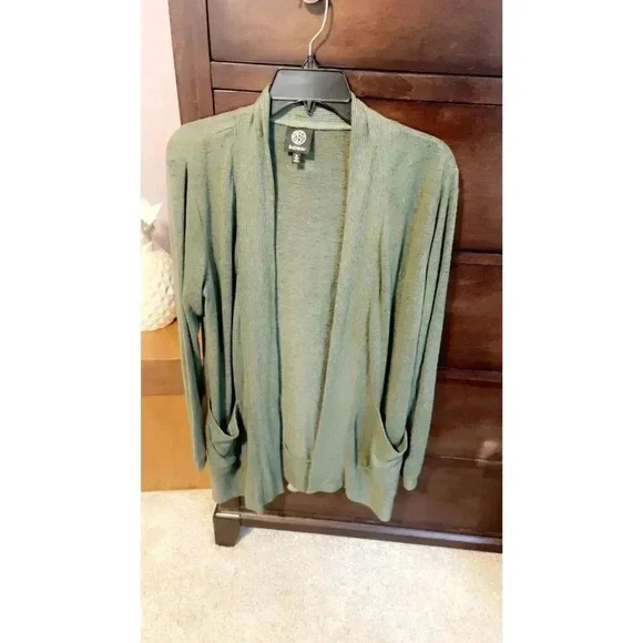 Bobeau Women's Green Open Front Cardigan Sweater w/ Pockets Size M - Picture 1 of 3